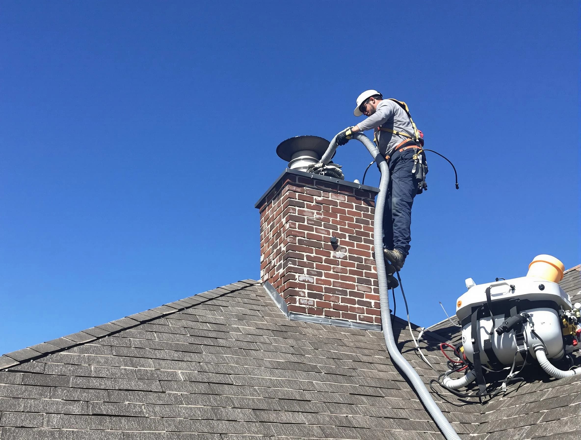 Dedicated Jeannette Chimney Sweep team member cleaning a chimney in Jeannette, PA