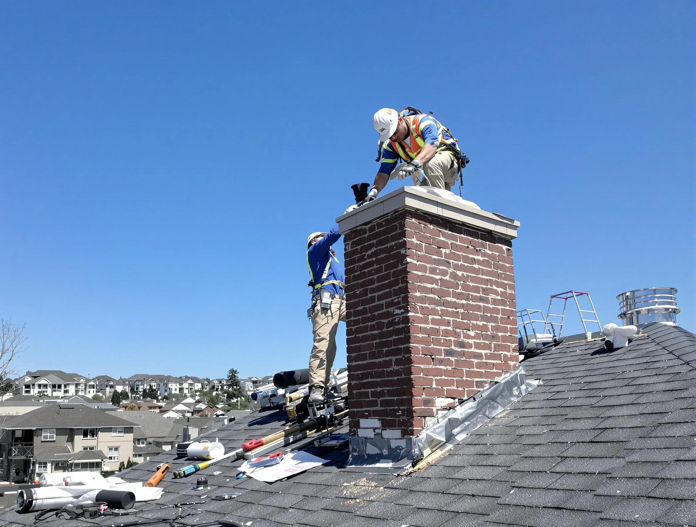 Jeannette Chimney Sweep repairing a chimney crown in Jeannette, PA