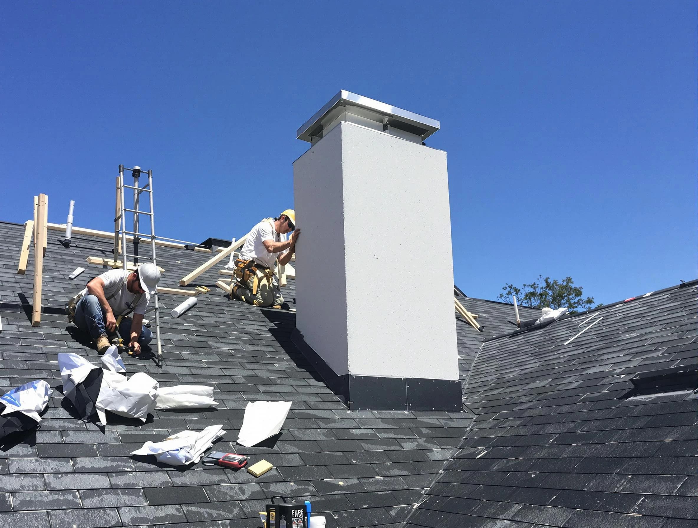 Jeannette Chimney Sweep crew installing a new chimney in Jeannette, PA