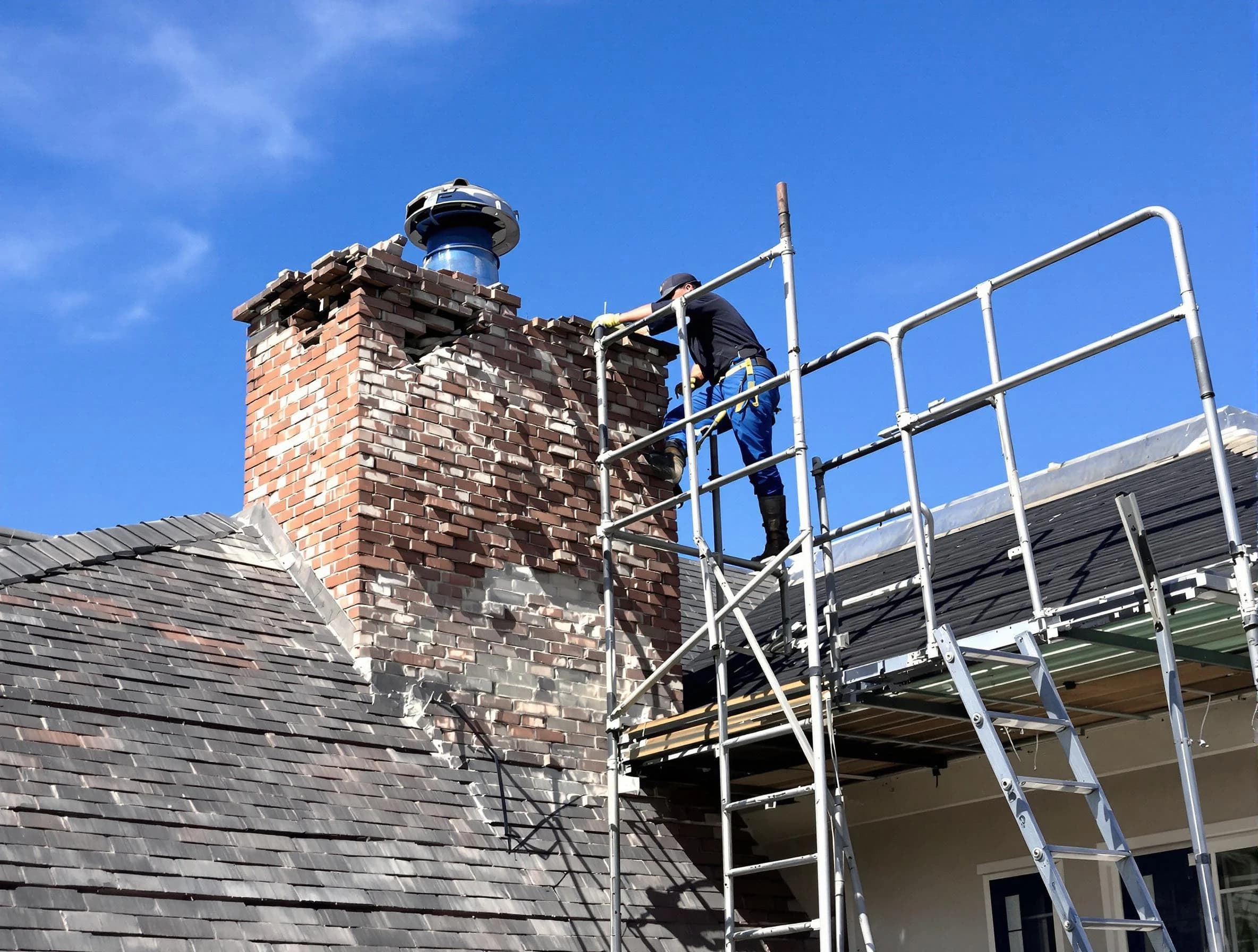 Rebuilding a chimney structure by Jeannette Chimney Sweep in Jeannette, PA