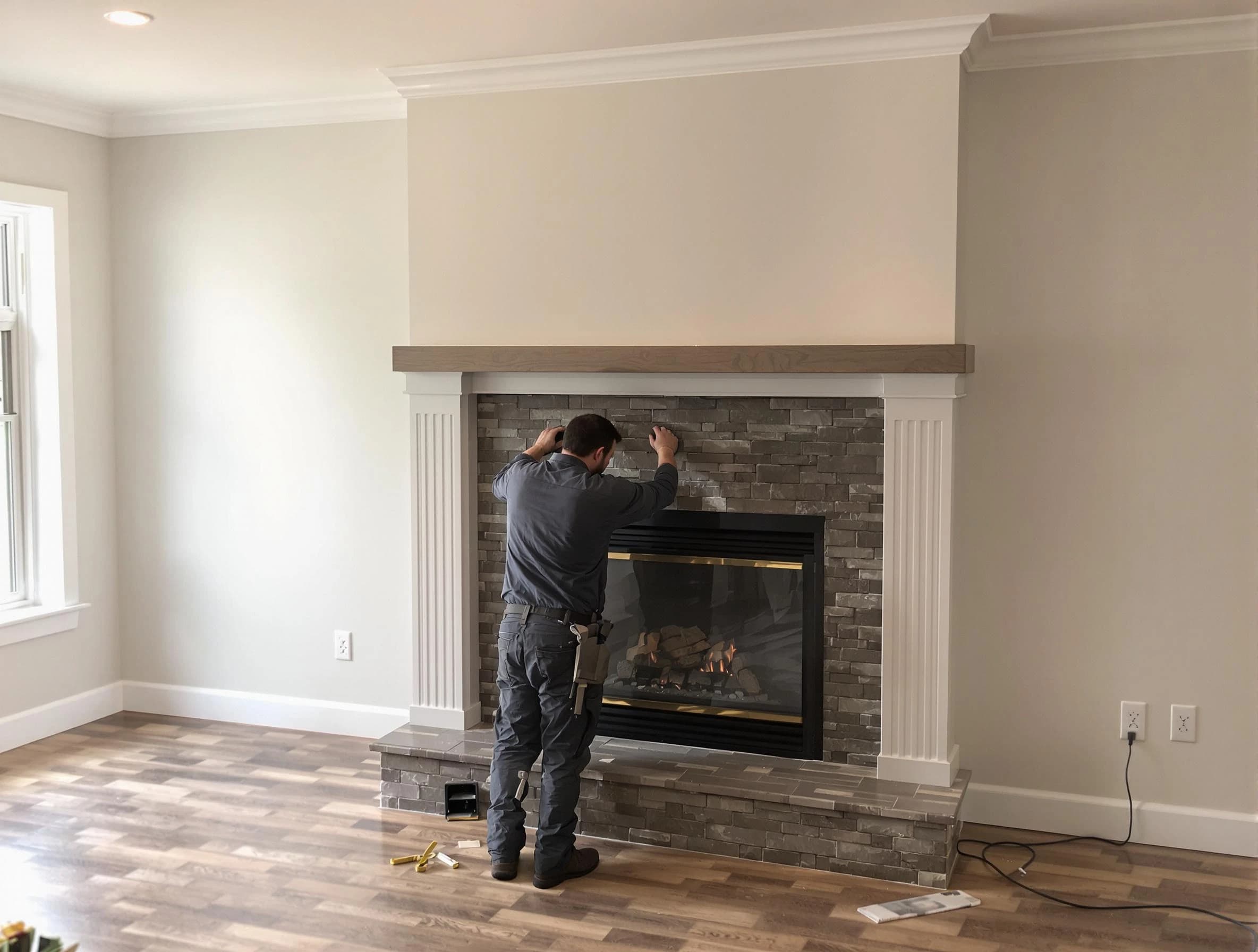 Jeannette Chimney Sweep finishing a custom fireplace install in Jeannette, PA