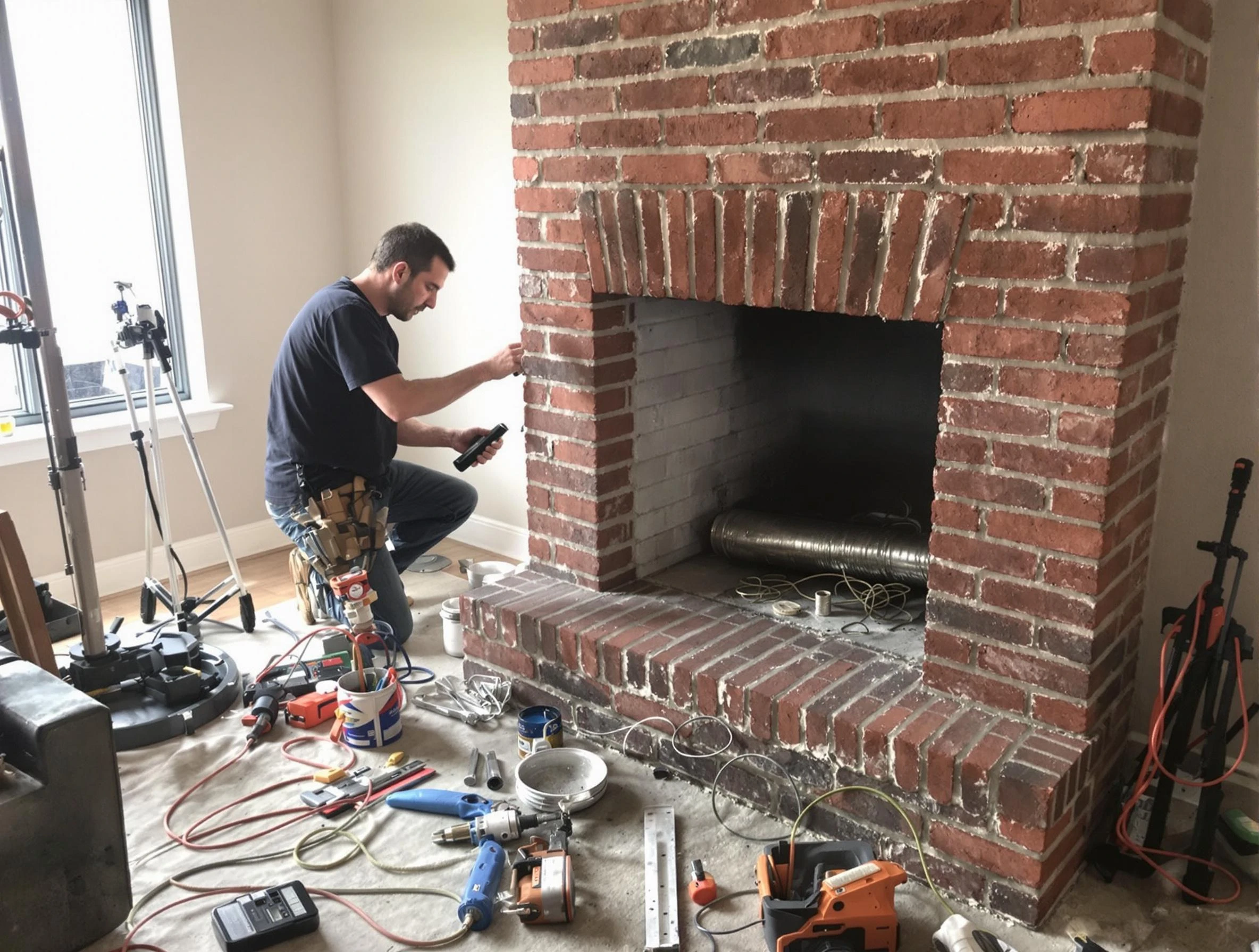 Jeannette Chimney Sweep specialist finalizing chimney liner service in Jeannette, PA
